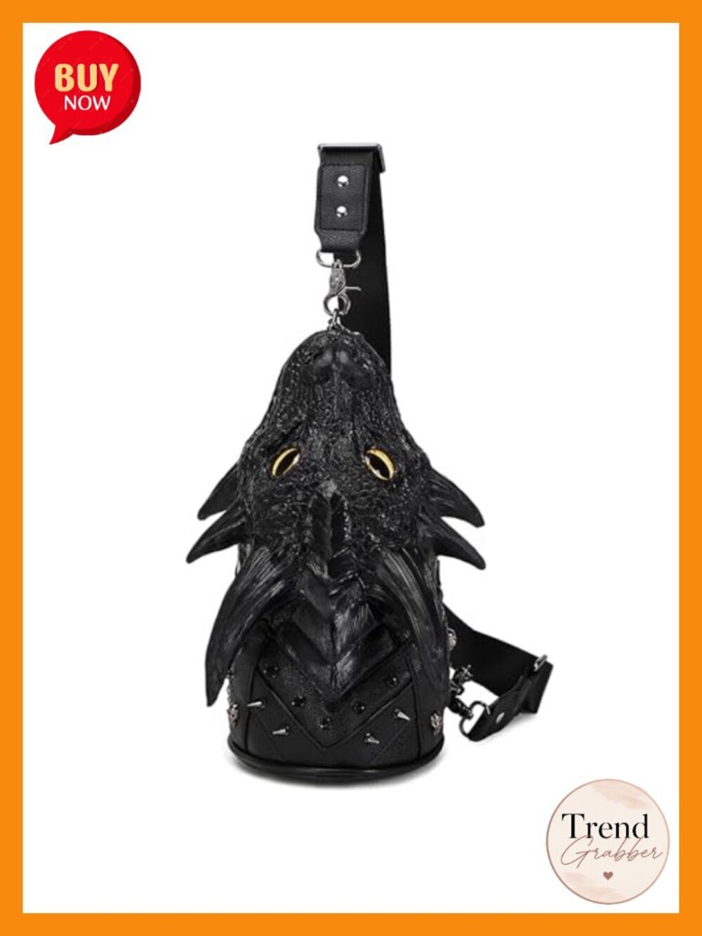 3D Dragon Head Crossbody Sling Bag PVC Chain Shoulder Bag Steampunk Gothic
